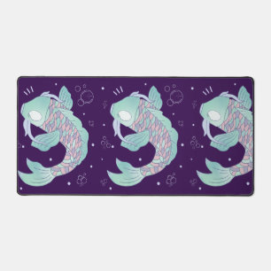 Pastel Koi Fish Whimsical Folk Art Underwater Desk Mat