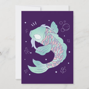 Pastel Koi Fish Whimsical Folk Art Underwater Thank You Card