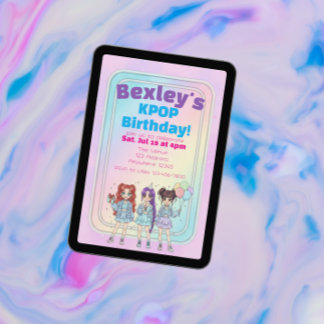 Pastel KPOP Girls Birthday Celebration Invitation
