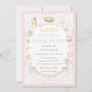 Pastel Lace Easter Brunch & Egg Hunt Invitation