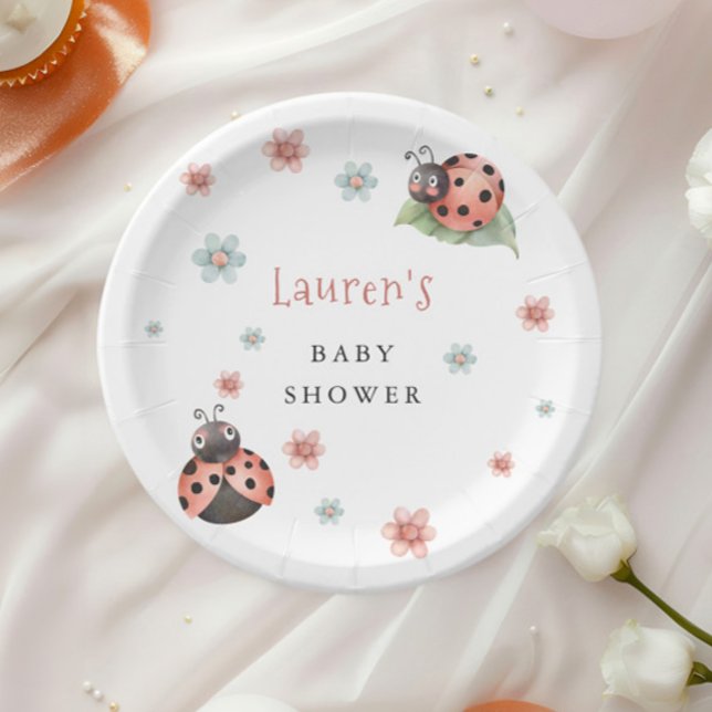 Pastel Ladybug Garden Party Paper Plate (Creator Uploaded)