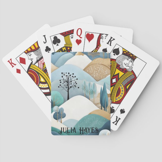 Pastel Landscape Pattern Playing Cards (Back)