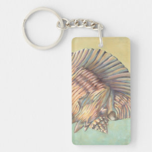 Pastel Large Conch Shell Key Ring