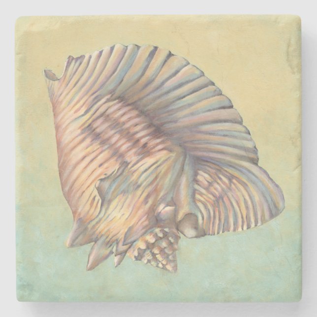 Pastel Large Conch Shell Stone Coaster (Front)