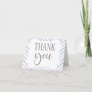 Pastel Lavender and Aqua Zig Zag Baby Thank You Card