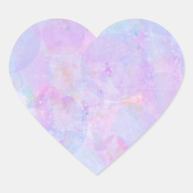 Pastel Lavender and Blue Circle Design Small Heart Sticker (Front)