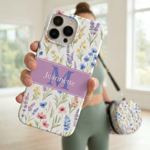 Pastel Lavender Blue Salmon Pink Wildflower Name iPhone 15 Pro Case