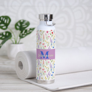 Pastel Lavender Blue Salmon Pink Wildflowers 2 Water Bottle