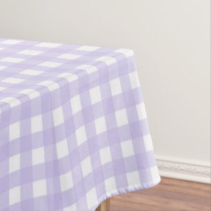 Pastel Lavender Gingham Checks Pattern Tablecloth
