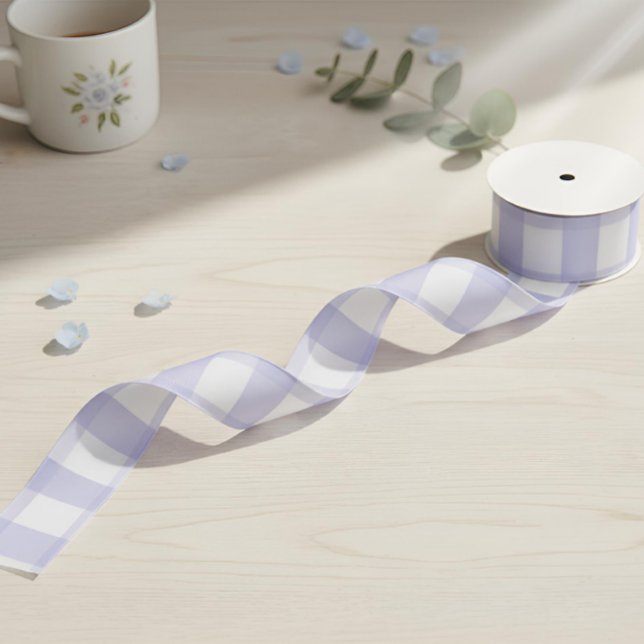 Pastel Lavender Gingham Ribbon Grosgrain Ribbon (Creator Uploaded)