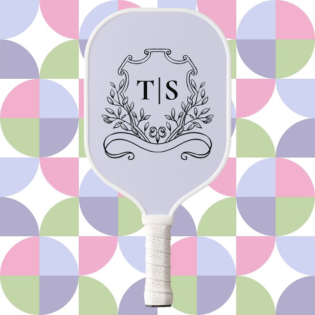 Pastel Lavender Lilac Monogram Initial Classic Pickleball Paddle (Pastel Lavender Lilac Monogram Initial Classic Pickleball Paddle)