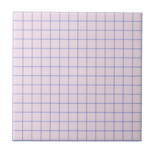 Pastel Lavender & Navy Blue Chequered Pattern Ceramic Tile