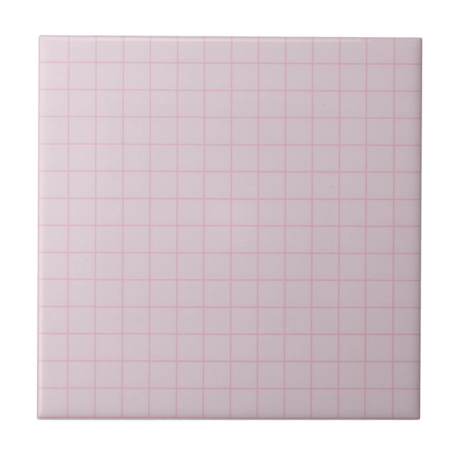 Pastel Lavender & Pink Chequered Retro Minimalist Ceramic Tile (Front)