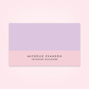 Pastel Lavender Purple and Pink Colorblock Simple Business Card