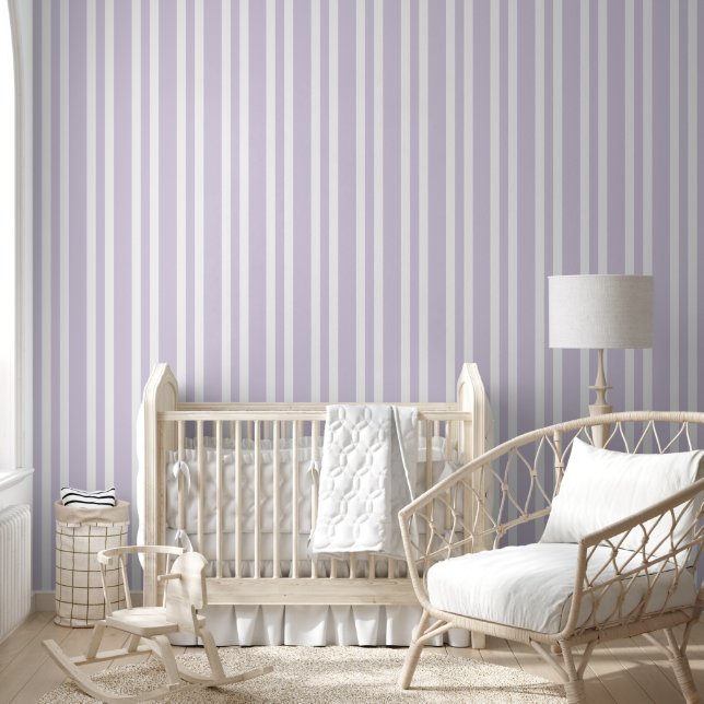 Pastel Lavender Purple White Stripes Pattern Wallpaper (Kids)