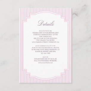 Pastel Lavender Striped Wedding Details Enclosure Card