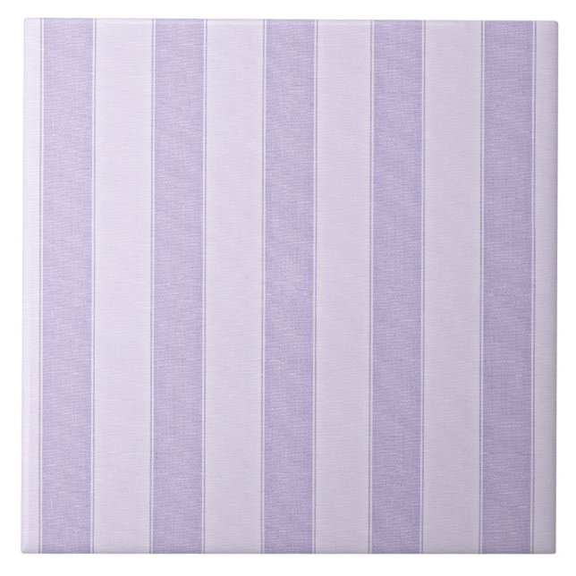 Pastel Lavender Stripes Ceramic Tile (Front)