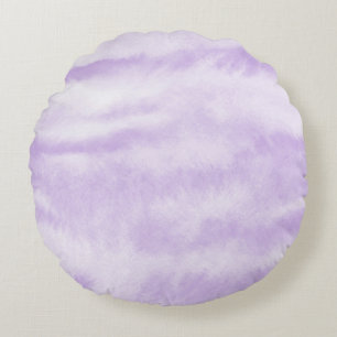 Pastel Lavender Tie-Dye Watercolor Effect Round Cushion