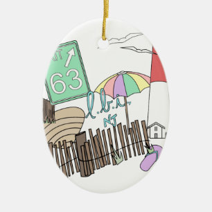 Pastel LBI Love Collage Ceramic Tree Decoration