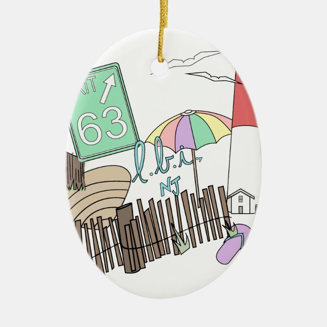 Pastel LBI Love Collage Ceramic Tree Decoration (Front)