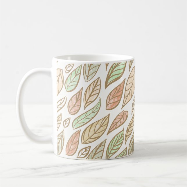 Pastel Leaf Drift Botanical Coffee Mug (Left)