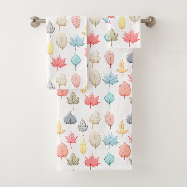 Pastel Leaves Bath Towel Set (Insitu)
