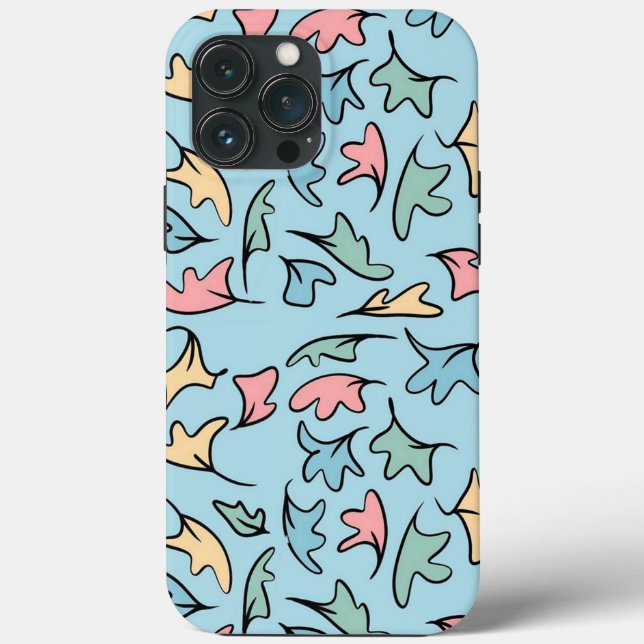 Pastel Leaves Blue Case-Mate iPhone Case (Back)