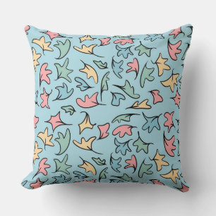 Pastel Leaves Blue Cushion