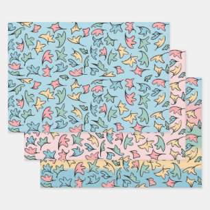 Pastel Leaves Collection 1 Wrapping Paper Sheet