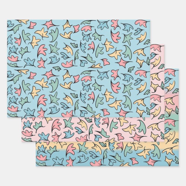 Pastel Leaves Collection 1 Wrapping Paper Sheet (Set)