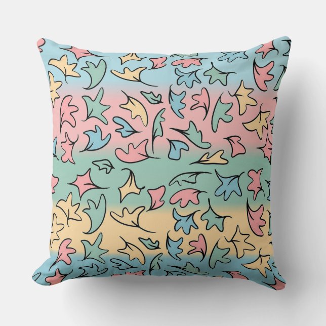 Pastel Leaves Colourful Cushion (Front)