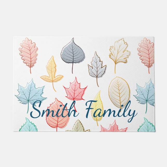 Pastel Leaves Doormat (Front)