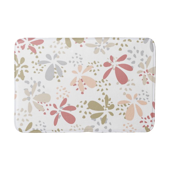 Pastel Leaves & Dots Bath Mat (Front)
