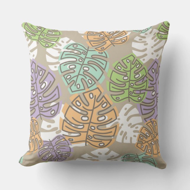 pastel leaves outdoor pillow  (Front)