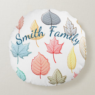 Pastel Leaves Round Cushion