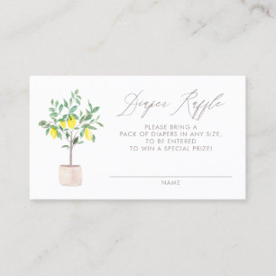 Pastel Lemon Tree Baby Shower Diaper Raffle Card