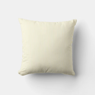 Pastel Lemon Yellow and White Stripes Pale Yellow Cushion
