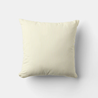Pastel Lemon Yellow and White Stripes Pale Yellow Cushion