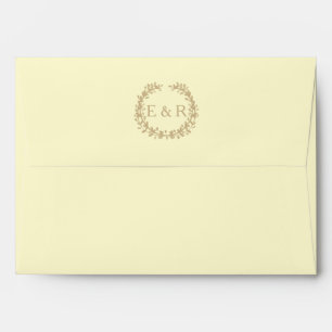 Pastel Lemon Yellow Pale Soft Butter Wreath/Sprig Envelopes