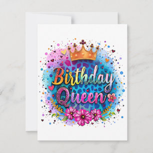 Pastel Leopard Birthday Queen Invitation
