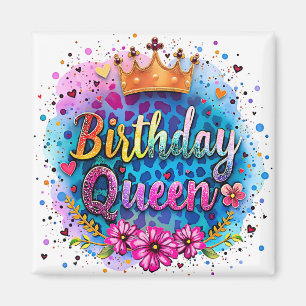Pastel Leopard Birthday Queen Magnet
