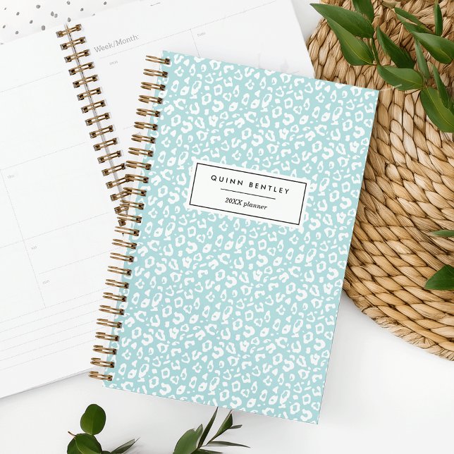 Pastel Leopard Print Personalised Planner | Mint (Creator Uploaded)