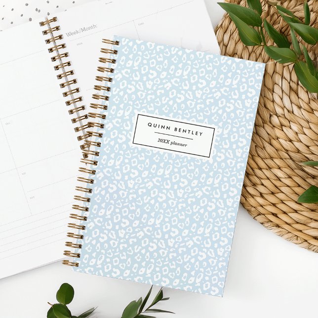 Pastel Leopard Print Personalised Planner | Sky (Creator Uploaded)