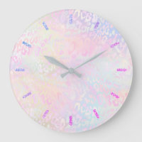 pastel leopard skin large clock