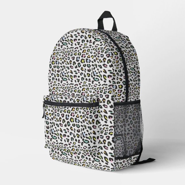 Pastel Leopard Spot Pattern Printed Backpack (Back Corner Right)