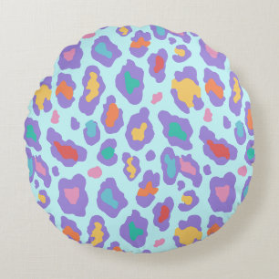 Pastel Leopard Spots Print Round Cushion
