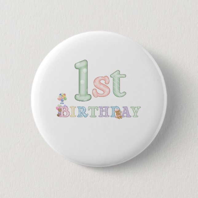 Pastel Letters 1st Birthday 6 Cm Round Badge (Front)