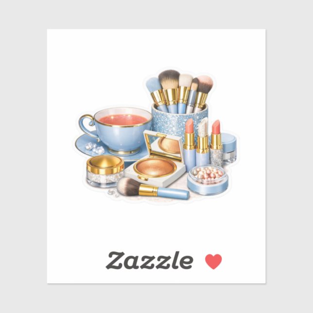 Pastel Light Blue Makeup Vanity and Hydrangea Stic (Sheet)