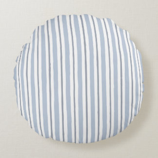 pastel light blue stripes style round cushion
