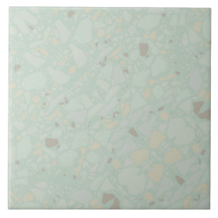 Pastel light green modern simple terrazzo effect ceramic tile
